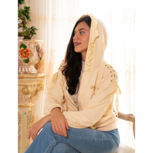 Brangio Vintage Lace-Trimmed Hooded <b>Zip</b>-<b>Up</b> <b>Jacket</b> - Product Image 4