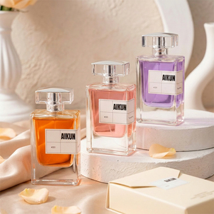 Aikun - Juego de Perfume Eau de Parfum con Botella de Vidrio Cuadrada de Fondo Grueso de 50 ml, Etiqueta Adhesiva con Logotipo, Caja de Cartón Kraft Personalizada para Comercio Electrónico Transfronterizo - Product Image 3