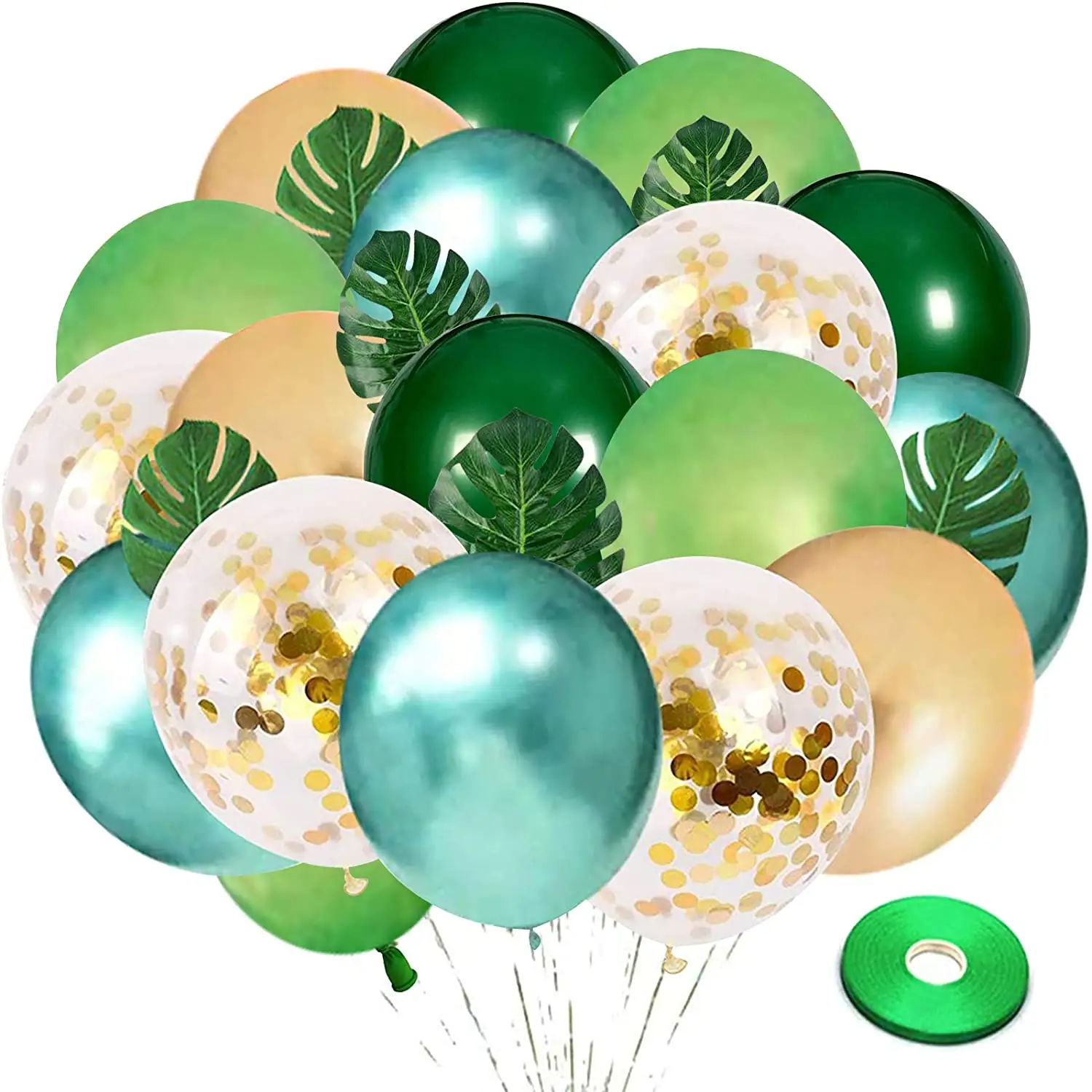 Groen En Goud Latex Ballonnen 50 Pcs Ballon Met 8 Pcs Turtle Back Bladeren Voor Verjaardag Jungle Safari Thema Party decoraties