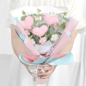 <span class=keywords><strong>Bouquet</strong></span> d'amour artificiel tissé à la main laine finie tricotée fleur éternelle fleur <span class=keywords><strong>de</strong></span> tulipe cadeau créatif <span class=keywords><strong>de</strong></span> vacances - Product Image 2