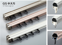 Rail de rideau compact en aluminium silencieux 2,2 mm, robuste et silencieux, avec glissières en téflon, installation facile pour la maison et l'hôtel