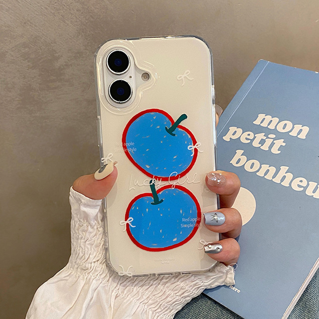 New Blue Fruits Mobile Phone case for iPhone 14 15 16 17 Pro Max Hard Shell Shockproof White Background IMD Coque Back Cover