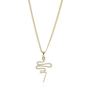 Hot Selling Hip Hop 18K Gold-plated Zircon Cobra Necklace Snake Pendant Women's Necklace Jewelry