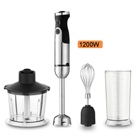 Mixeur Plongeant 500/1000/1200W à Vitesse Variable, Moteur en Cuivre Pur, Hachoir 6 Vitesses en Acier Inoxydable, Fouet et Bol pour Usage Domestique