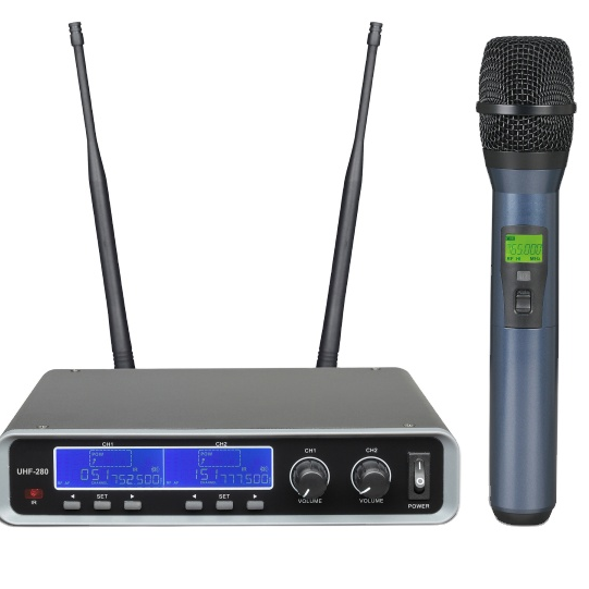 Точность Pro аудио UHF-280 двухканальный микрофон Беспроводная система кристально чистый звук профессиональные беспроводные микрофоны