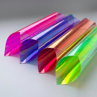 Film PVC TPU transparent personnalisé, arc-en-ciel, dichroïque, irisé, film plastique holographique souple en rouleau pour imperméable, sac, décoration de cadeaux