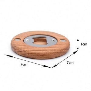 Magnetic Custom Beer Bottle Opener Round Red Pearwood Magnetic Fridge Magnet Bottle Opener - Product Image 2