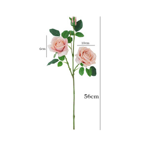 Ramillete de Rosas Artificiales Ruilisi de 3 Cabezas, Tallo Único, Color Blanco Rosado Grisáceo, Tela Encerada, Decoración para Bodas y Hogar - Product Image 5