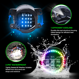 Loyo mô hình bằng sáng chế siêu sáng sương mù ứng dụng ánh sáng kiểm soát vàng <span class=keywords><strong>LED</strong></span> chiếu sáng <span class=keywords><strong>DRL</strong></span> điện thoại kiểm soát tùy chỉnh <span class=keywords><strong>LED</strong></span> Đèn sương mù cho Jeep - Product Image 4