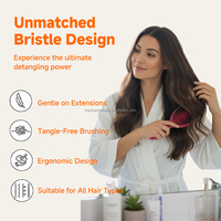 Brosse à cheveux en poils de sanglier avec logo personnalisé pour perruques et extensions capillaires |   Brosse démêlante pour cheveux humides et secs avec coffret cadeau