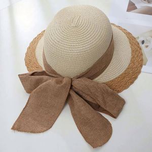 Color Matching Bow Fashion Women Summer Large Brim Bulk <b>Sunscreen</b> Shading Fisherman Wholesale Hat Straw - Product Image 5