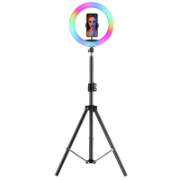 Grande Promotion Lumière d'Appoint RGB Rotation 360 Professionnelle Anneau Lumineux pour Selfie avec Support pour Téléphone Caméra