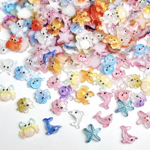 30 Piezas de Decoraciones de Uñas de Resina con Múltiples Estilos: Lindos Pulpos, Conchas, Estrellas de Mar y Delfines Luminosos de Dibujos Animados con Ojos Grandes para DIY - Product Image 1