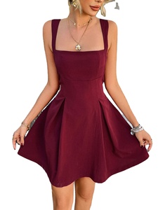 Abito da Donna <span class=keywords><strong>Rosso</strong></span> per Feste, Matrimoni e Banchetti, Vestito Corto Elegante, Abbigliamento Casual Femminile Primaverile ed Estivo alla Moda - Product Image 6