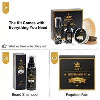 Kit de Soins de la Barbe Naturel OEM/ODM Marque Blanche, Lavant et Huile de Croissance pour une Soin Nourrissant de la Barbe Masculine