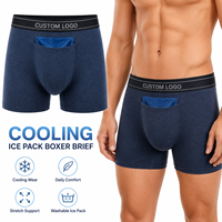 Sous-vêtements rafraîchissants en mélange de coton avec 2 pochettes de gel réutilisables, poche avant pour sauna et récupération post-chirurgie, type boxer