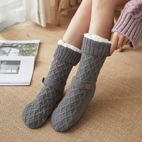 2023 nouveau hiver thermique floue pantoufle chaussettes sol chaud anti-dérapant polaire doublé Sherpa chaussettes d'intérieur