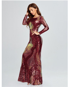 2025 femmes élégantes Maxi robes de soirée usine <span class=keywords><strong>en</strong></span> gros Robe <span class=keywords><strong>En</strong></span> Balle paillettes Floral queue de poisson élastique longue boule broderie - Product Image 3