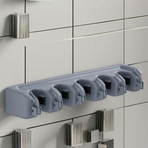 Maxfree Accessoires de cuisine et de maison : Organisateur mural multifonctionnel pour balais et serpillères, supports de rangement en plastique de qualité pour outils - Product Image 4