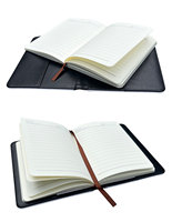 A6 Petit cahier en cuir PU avec insertion remplaçable Journal intime double face Sublimation vierge avec colonne vertébrale en cuir noir