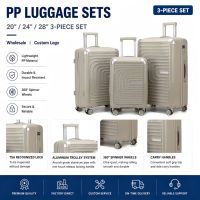 Ensemble de valises rigides unisexe en PP, 3 pièces (20/24/28 pouces), pour voyage et extérieur, très tendance et très vendues
