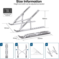 Support d'ordinateur portable pliable réglable en plastique portable, support vertical pour ordinateur portable pliable, support pour tablette en alliage d'aluminium