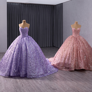 Robe de soirée rose de luxe grande taille Dubaï sans manches à sequins sexy Robe de mariée Rsm241017 - Product Image 6