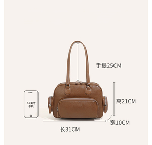 Bolso clásico <span class=keywords><strong>de</strong></span> diseñador <span class=keywords><strong>de</strong></span> lujo para mujer, bolso <span class=keywords><strong>de</strong></span> hombro <span class=keywords><strong>de</strong></span> cuero genuino curtido vegetal para mujer, bolsos <span class=keywords><strong>de</strong></span> hombro con múltiples bolsillos - Product Image 6