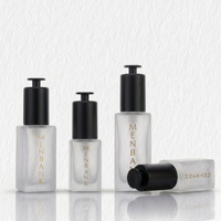Flacon en verre cristal 50 ml, flacon de sérum cosmétique 30 ml, emballage pour soins de la peau 20 ml avec compte-gouttes argenté électrolytique à pression