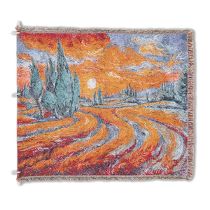 Tapiz Tejido Jacquard <span class=keywords><strong>de</strong></span> Alta Calidad con Diseño Floral <span class=keywords><strong>de</strong></span> <span class=keywords><strong>Campo</strong></span> <span class=keywords><strong>de</strong></span> <span class=keywords><strong>Trigo</strong></span> y Ciprés al Estilo <span class=keywords><strong>de</strong></span> las Pinturas al Óleo <span class=keywords><strong>de</strong></span> <span class=keywords><strong>Van</strong></span> <span class=keywords><strong>Gogh</strong></span>, Diseño Personalizado para Festivales - Product Image 5