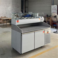 Table de préparation réfrigérée commerciale en acier inoxydable pour pizzas, plan de travail pour salades, vitrine réfrigérée pour sandwichs pour cuisine de restaurant