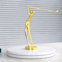 Figurine de golf en métal plaqué or personnalisée de 270 mm, statue sportive, ornement de bureau, trophée avec technique de moulage, design personnalisable