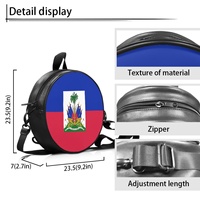 Sac à dos multifonctionnel en cuir PU imprimé drapeau d'Haïti pour femme, convertible en sac à bandoulière et sac à main, fermeture éclair, style ethnique