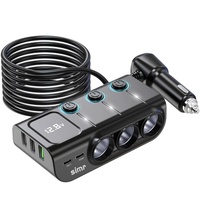 Simr 8 in 1 120W PD36W 12v Pengisi Daya USB Ganda dengan Saklar Soket Pemantik Rokok Qc3.0 Pengisi Daya Mobil Soket Pemantik Rokok Mobil