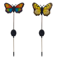 Lampe solaire optique papillon à piquer dans le sol, tube optique transparent à changement de couleur, lampe papillon pour cour et pelouse, lumière d'ambiance