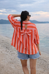 Camisa de algodón con lazo en la espalda para mujer |   Fabricante de Ropa Boutique Estampada a Mano - Product Image 2