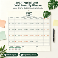 Calendrier mural personnalisé 2026-2027 en carton avec logo – Planificateur élégant 2025 pour une organisation et un accrochage faciles