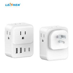 Multiprise murale américaine en cuivre avec 4 prises CA + 2 ports USB-A + 2 ports USB-C – <span class=keywords><strong>Cube</strong></span> d'alimentation multifonction pour voyage et usage domestique - Product Image 1
