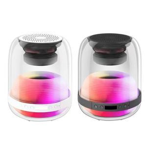 Haut-parleur Bluetooth intelligent pour maison connectée avec affichage numérique, réveil à changement de couleur pour chambre à coucher, forme ronde, rechargeable intégré - Product Image 1