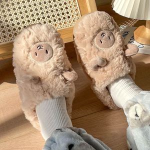 Qualité supérieure Femmes <span class=keywords><strong>Mouton</strong></span> Animal Design Luxe Hiver Thermique Antidérapant Maison pour <span class=keywords><strong>Pantoufles</strong></span> avec Talons Doux Pantoufle - Product Image 6