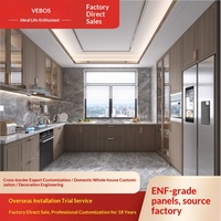 Meuble de cuisine moderne en mélamine, personnalisé, modulaire, écologique, avec îlot central et grand espace de rangement, pour l'exportation.