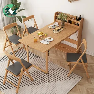 餐厅木制可扩展桌子，带香料架可折叠餐桌