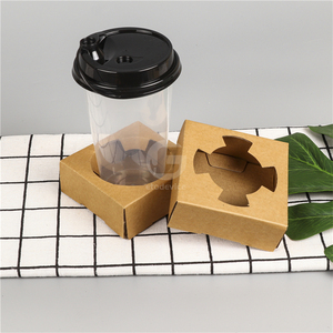 Eco-friendly Disposable Kraft <b>Paper</b> Cup Carrier <b>Tray</b> for Takeaway Coffee Anti-slip Corrugated <b>Paper</b> Cup Holder Disposable <b>Tray</b> - Product Image 5