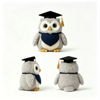 Peluche hibou docteur personnalisée avec logo, jouet en peluche hibou docteur de dessin animé pour cadeau promotionnel