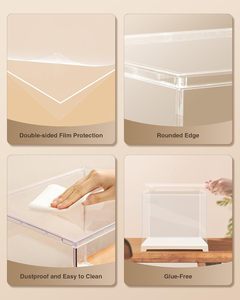 Boîte de présentation en acrylique transparente <span class=keywords><strong>Rolife</strong></span>, pour objets de collection, facile à assembler, avec couvercle anti-poussière, pour bacs de rangement, boîte en plastique empilable, en bois - Product Image 4