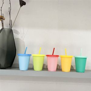 Vasos de Plástico para Bebidas, Nuevos, en Varios Colores, 16 oz/24 oz, con Tapas y Pajitas, Antiderrames, Unisex, para Fiestas - Product Image 2