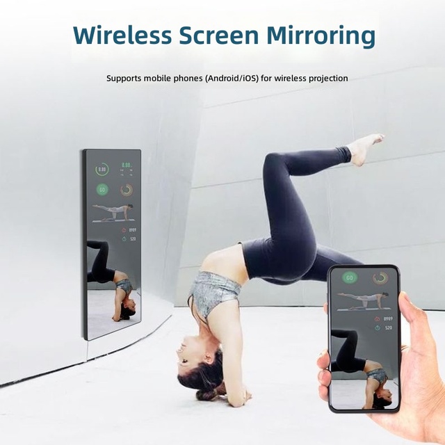 Smart Fitness Mirror 43 Inch 4K Touch Screen Yoga Dance Home Gym Wall Mounted LED Display