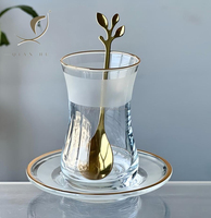 Nouvel arrivage 2026 : Service à thé turc Qian Hu 150 ml, tasses à café arabes de luxe, ensembles de tasses en métal et verre pour hôtels, fêtes et cadeaux d'affaires