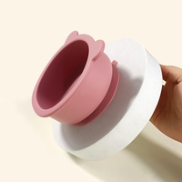 Bol à dîner pour enfants en silicone de qualité alimentaire, antidérapant, avec forte ventouse, logo personnalisé, ustensiles de repas pour nouveau-nés, bol durable