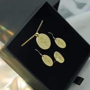 Изготовленный на заказ Логотип Фирменный новый Серебряный 18k позолоченный 925 стерлингового серебра Персонализированный Кулон ожерелье День Рождения цветок комплект ювелирных изделий